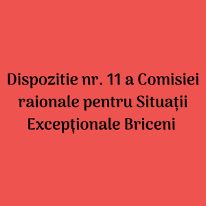 Dispozitie nr. 11 a Comisiei raionale pentru Situații Excepționale Briceni